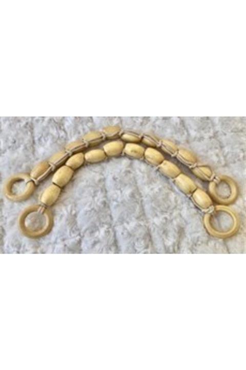 MİYA Boncuklu Çanta Sapı- 9, Açık Bej, 40 Cm