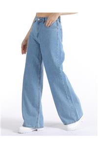 Trend Moda Kadın Açık Mavi Geniş Paça Pantolon