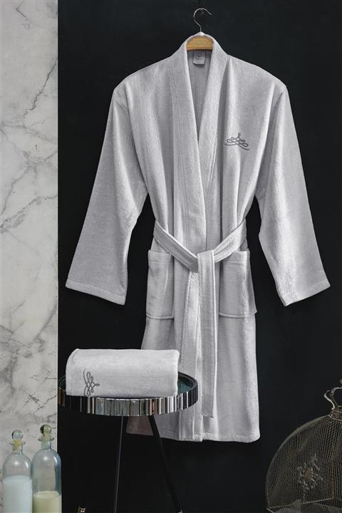 Upline Rise S/m Erkek Gri Pamuk/modal Ekstra Yumuşak Kimono Bornoz Seti (S/M  55X85)