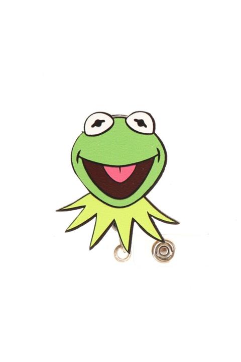 Attach Gülen Kurbağa Tasarım Ahşap Yoyo Yaka Kartlık