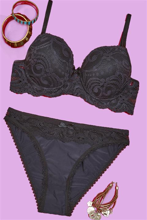 ShaperTech Kadın Siyah Destekli Dolgulu Sütyen Takım