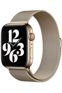 Apple Watch 1 2 3 4 5 6 Se 44 Mm Minalo Metal Tel Örgü Kordon Gold Ve Popsocket