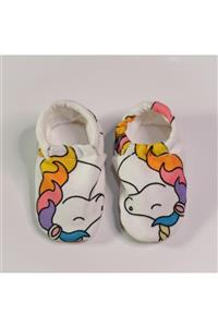 Dreamy Creamy Baby Kız Bebek Beyaz Unicorn Baskılı  Patik