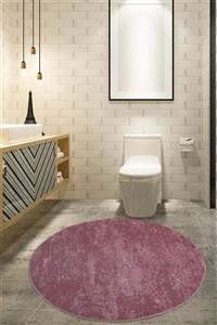 Bonny Home Nova Pembe Yuvarlak Kaymaz Pamuk Tabanlı Peluş Halı Yolluk