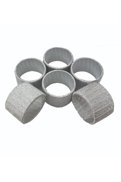 Nadom Özel Yapım 6'lı Gümüş Simli Peçete Yüzüğü Masa Dekorasyon