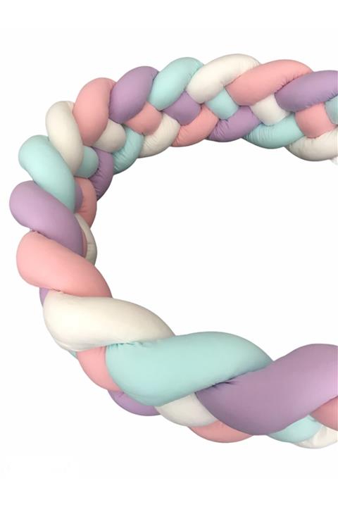 HUZURLUBEBEKLER Örgü Koruma 380 Cm Yatak Yan Koruyucu Yastık Bebek Beşik Tampon