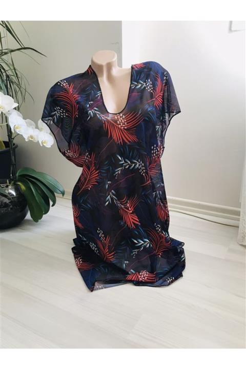 Fendimod Kadın Desenli Yan Kısımları Yırtmaçlı Pareo