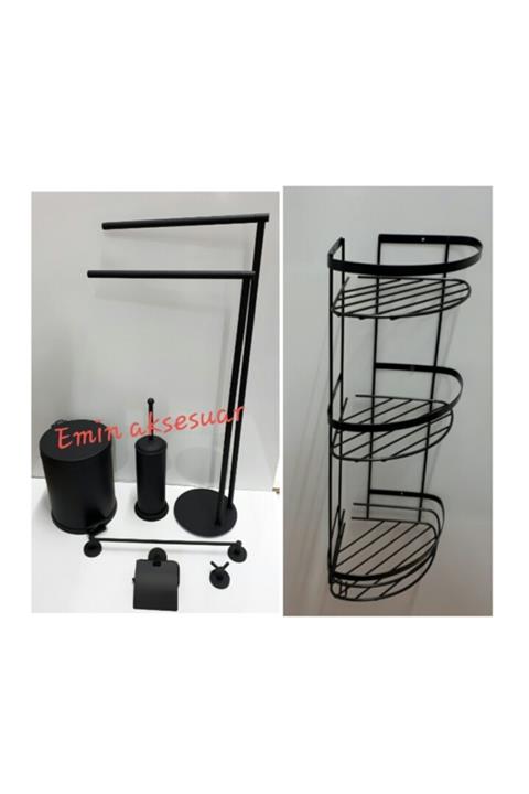 Banyo Monza Lüx 7 Parça Banyo Seti Mat Siyah