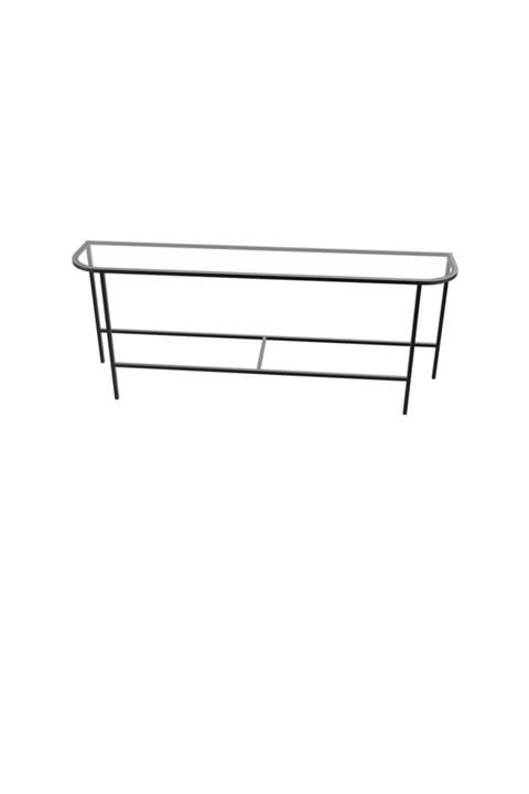 MAKSA Lauretta 200cm Temperli Cam Metal Üzeri Mat Siyah Statik Boyalı Konsol