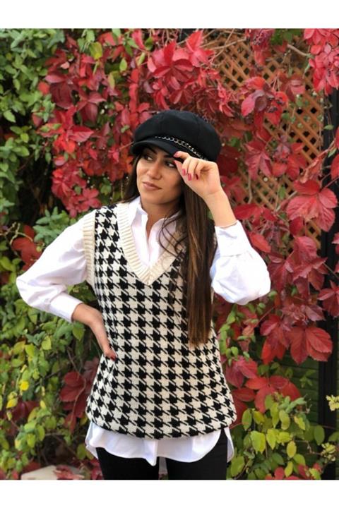 Nazsu Fashion Kadın Beyaz Kazayağı Süveter