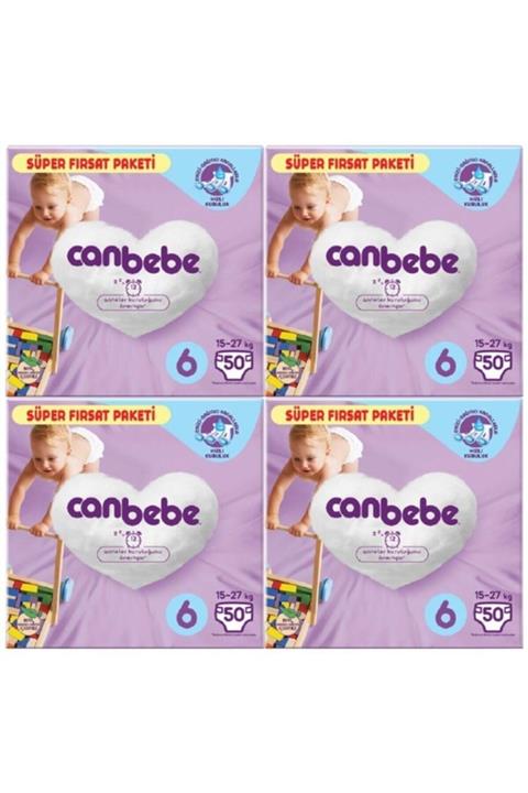 Canbebe 4'lü Bebek Bezi Süper Fırsat Paketi 6 Beden 50 Adet