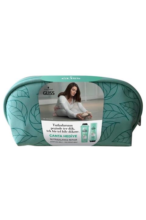 Gliss Nutribalance Dökülme Karşıtı Şampuan 360 ml + Saç Kremi 360 ml + Çanta