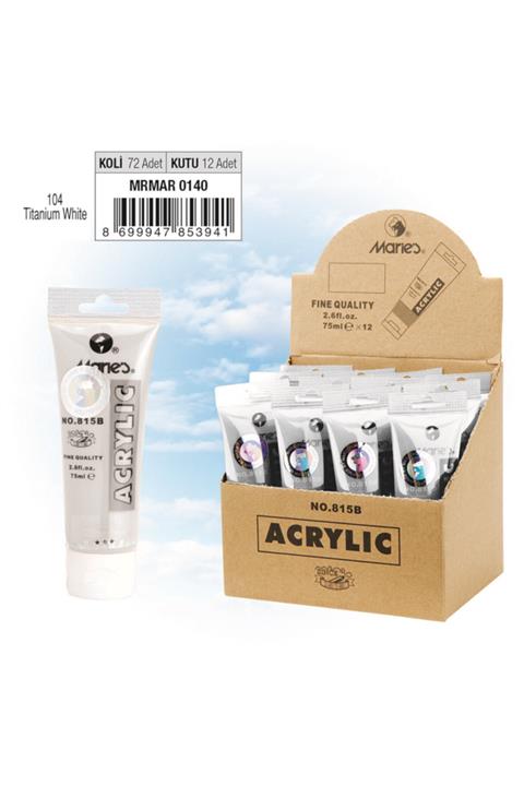 Maries Mrmar0140 Titanium White 815-104 75ml Akrilik Boya 12'li