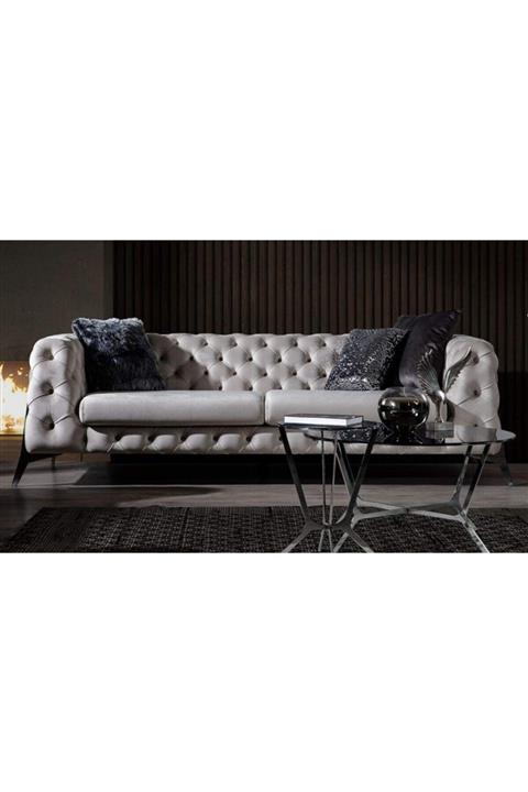 ERİZA Ibiza 3lü Kılıç Metal Ayak Koltuk (kırık Beyaz)