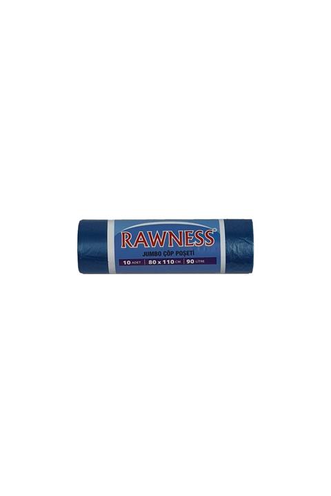 RAWNESS Jumbo Boy Çöp Poşeti Mavi 10 Lu 1 Rulo 80 X 110 Cm 350 Gr