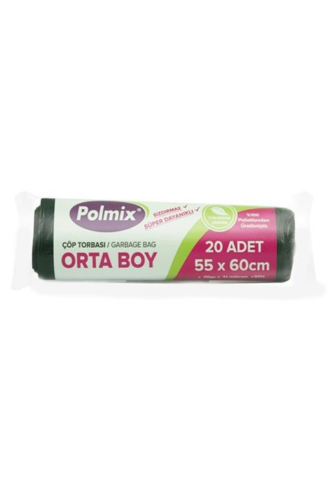 Polmix Çöp Torbası Çöp Poşeti Orta Boy 70 gram 55 X 60 11 Mikron Mavi 1 Paket