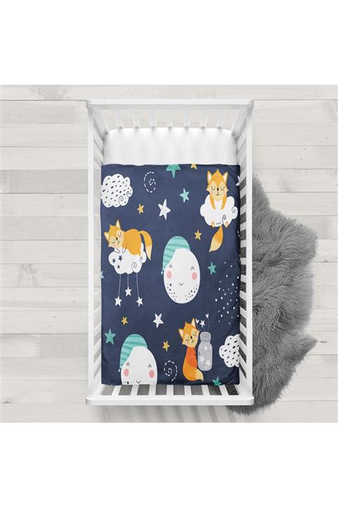 decoars Beyaz Desenli Çocuk Dekoratif Yatak Örtüsü