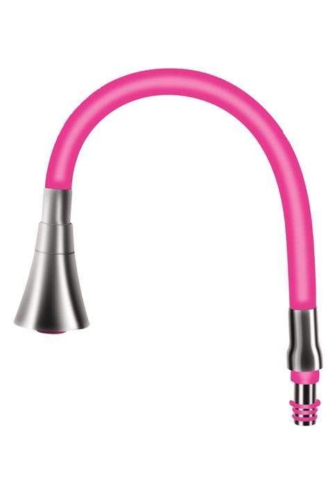 BÖHRER Renkli Oynar Başlıklı Çevirmeli Tasarruflu Silikon Musluk Başlığı Musluk Başlığı Pembe Kubar