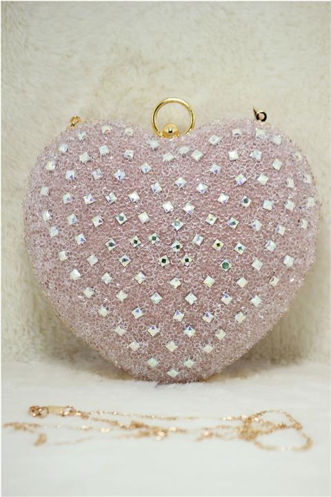 Modames Kadın Pembe Taşlı Abiye Çanta