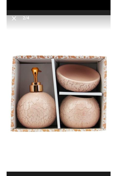 Ms Morry 3 Parça Seramik Banyo Seti Pembe Renk