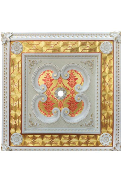 Decomanya Beyaz Altın Kare Saray Tavan Göbeği 90x90 cm