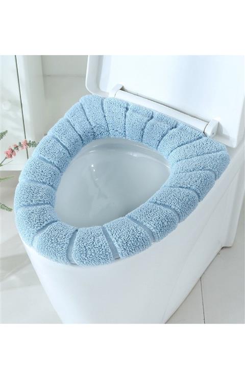 Schulzz Tuvalet Klozet Kapağı İçin Yıkanabilir Yumuşak Kumaş Ped - Toilet Seats Pad - Mavi