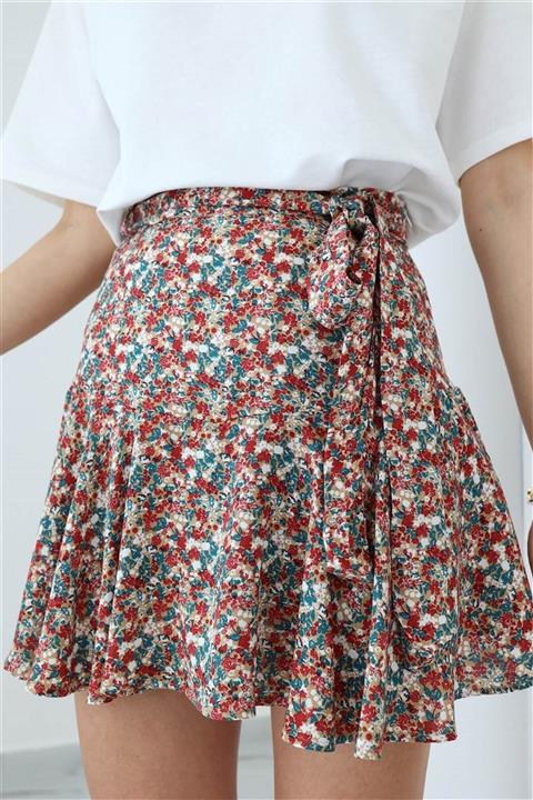 Modayıldızlar Kadın Çok Renkli Çiçekli Şort Etek