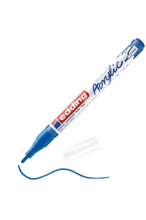 Edding 5300 Ince Uçlu Akrilik Markör - Anzer Mavi - 1-2 Mm’lik Ince Yuvarlak Uç
