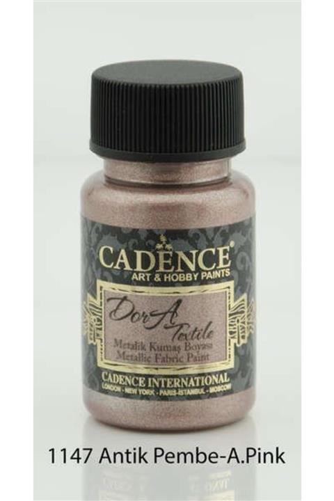 Cadence Dora Textile Metalik Kumaş Boyası 50 ml. 1147 ANTİK PEMBE