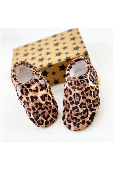 Babycitytr Unisex Bebek Leopar Desenli Hakiki Deri Patik