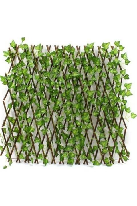 DükkanGül Yapay Sarmalıklı Çit, Açılır Kapanır Ahşap Çit, Dekoratif Bahçe Çiti 120 Cm X 300 Cm