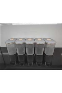akisshome 5 Adet 2 Litre Gri Kapaklı Erzak Saklama Kabı (5X2 LT)