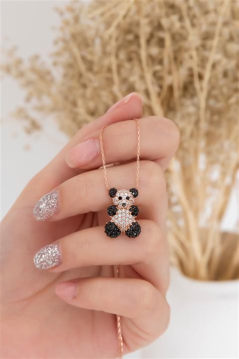 Nereze Kadın Rose Gold Panda Kolye 925 Ayar