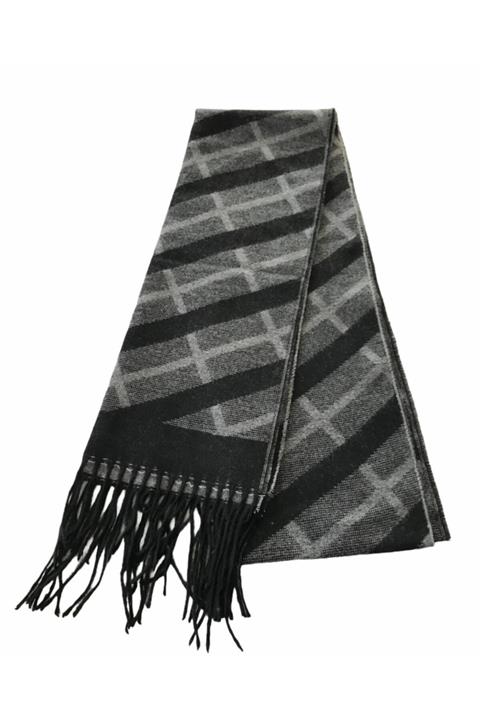 Suyutti Erkek Gri Siyah Kaşe Kaşmir Kaşkol