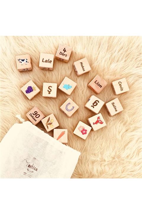 YEDİCE OYUNCAK Resimli Alfabe Küpleri Ahşap Oyuncak