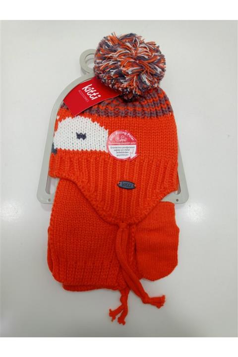 Kitti 0-18 Ay Erkek Bebek Atkı Bere Eldiven Set