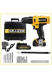 Graizer Ek-32 V 5 Ah Li-ion Metal Dişli Darbeli Çift Akülü Vidalama Matkap + 24 Parça Set Ek-sari