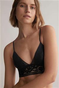 Oysho Kadın Siyah Çiçekli Dantelli Bralette