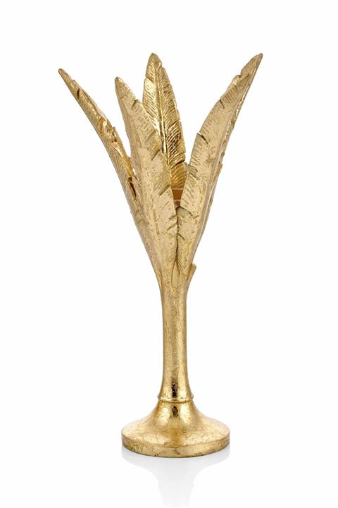 The Mia Yaprak Tealight Mumluk Gold 13.5*13.5*26 Cm