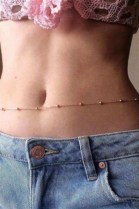Twice Altın Made For Belly Küçük Toplu Bel Zinciri Vücut Takısı