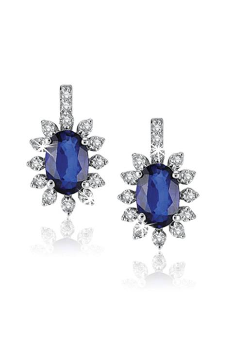Emel Pırlanta 1.50 Ct. Pırlanta Safir Küpe