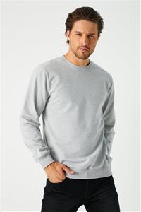 METALIC Erkek Gri Basic Bisiklet Yaka Sweatshirt