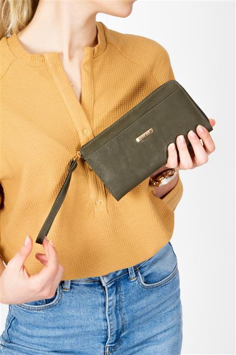 Newish Polo Kadın El Askılı Yeşil Cüzdan