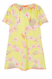 Sunuva Kız Çocuk Frangipani Çiçekli Kaftan Elbise