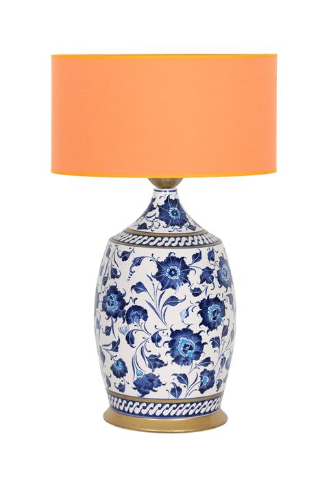 Vinner Blue Blanc Series Kthy01 Handmade Özel Tasarım Seramik Abajur - Turuncu