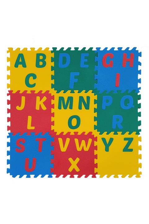 Akıllı Perde Eğitici Polietilen Alfabe 9 Parça Puzzle Oyun Matı (33cm X 33cm 1 Cm Kalınlık)
