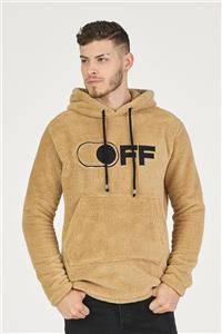 1000LAKE Erkek Deve Tüyü Peluş Kanguru Cepli Kapüşonlu Nakışlı Hoodie Sweatshirt