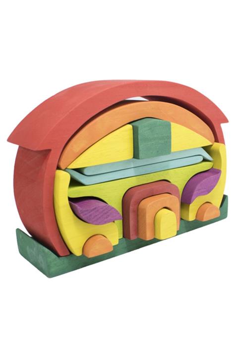 PİRAMİGO Kırmızı Çatılı Oyuncak Ev Seti