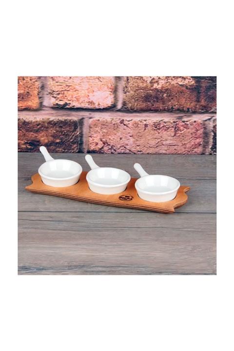 Micra Ahşap 3 Lü Lüks Kahvaltılık Mıcra Seramik
