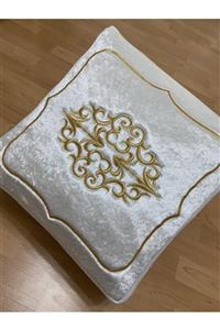 ayhan home ev tekstili Çeyizlik Kadife Gold Işlemeli Krem Bohça 45x40 Cm Nişan Gelin Damat Hurcu